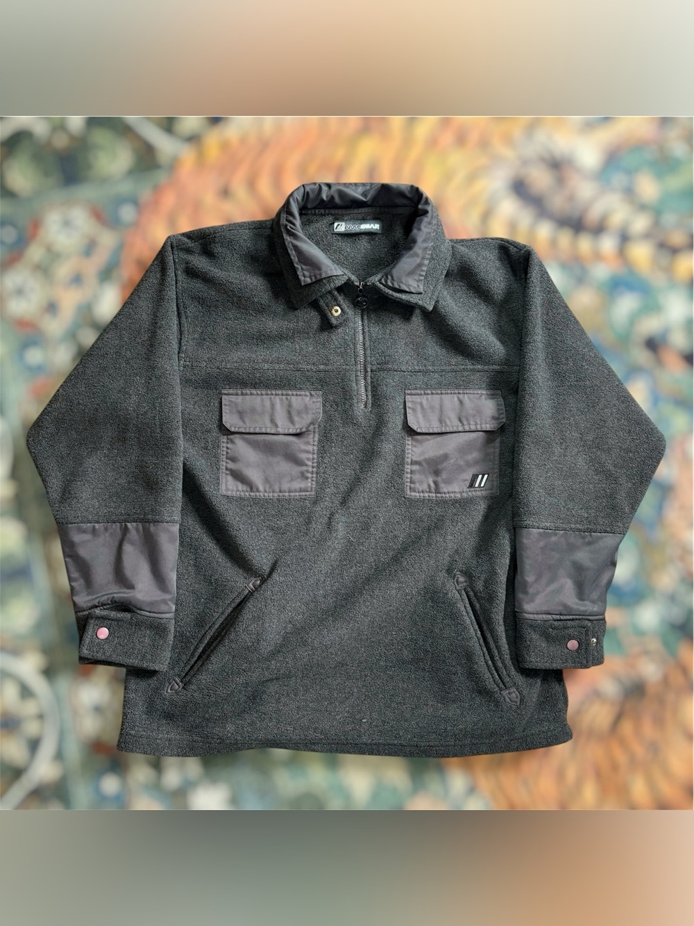 Vintage Y2K Macgear 1/2 Zip Fleece Utility Jacket Pullover Gray Rave Punk